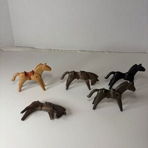 GEOBRA Playmobil 5 Horse Vintage Black Saddle and Brown Saddle 1974